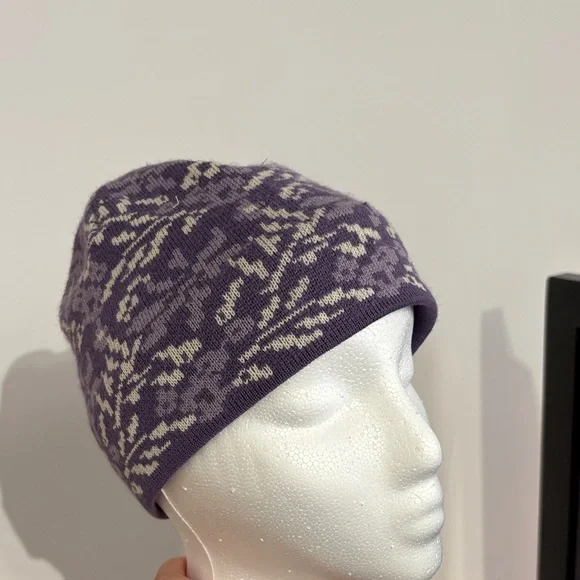 Purple and White Knit Beanie - Picture 2 of 3